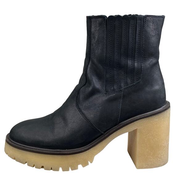 Free People Women's James Black Leather Chelsea Boots Size 39 US 9 - Picture 3 of 15